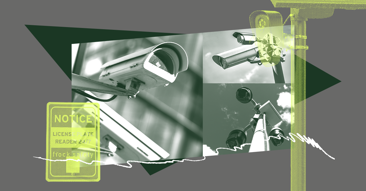 Collage elements including images of automatic license plate readers 