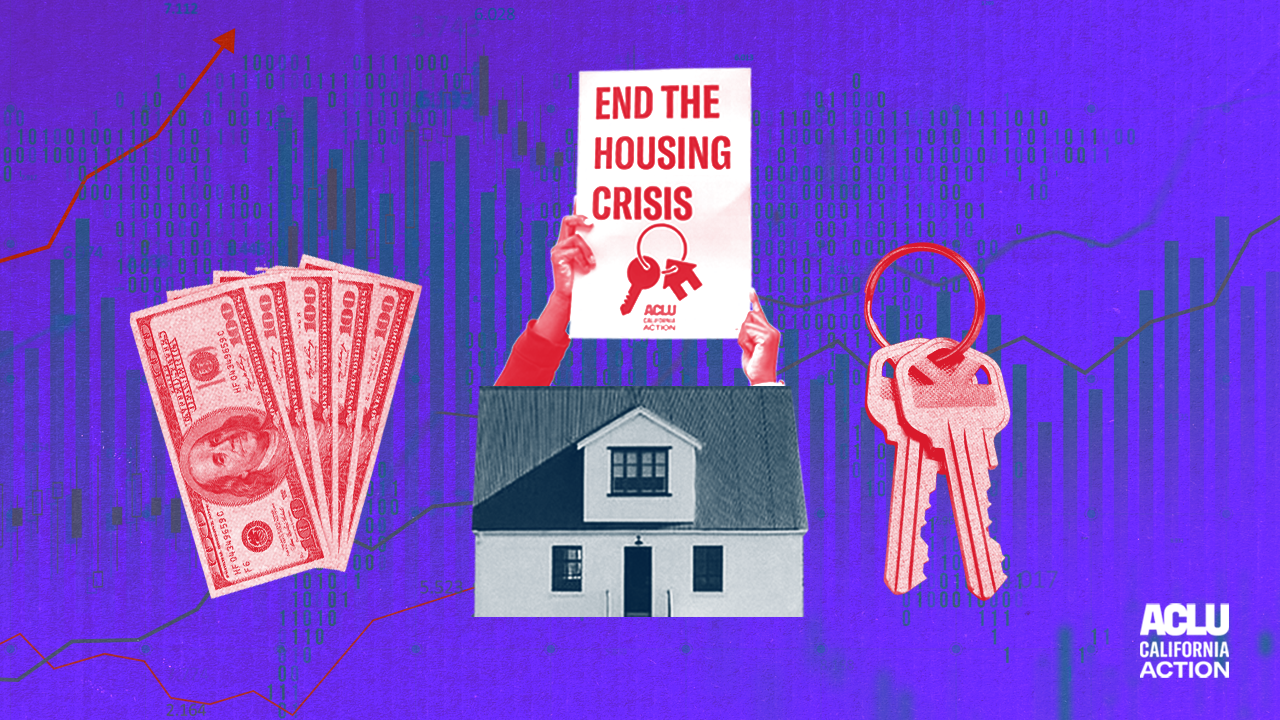 Collage with cash, keys and house