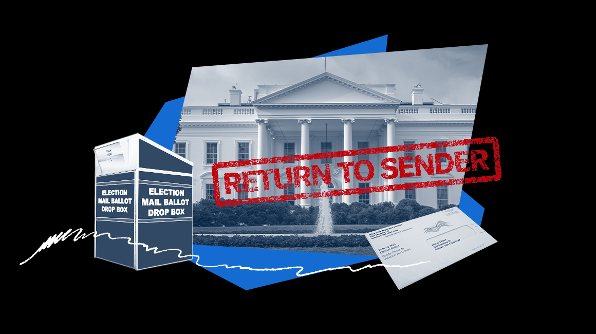 Picture of White House, Election Mail Ballot Drop Box Return to Sender stamped