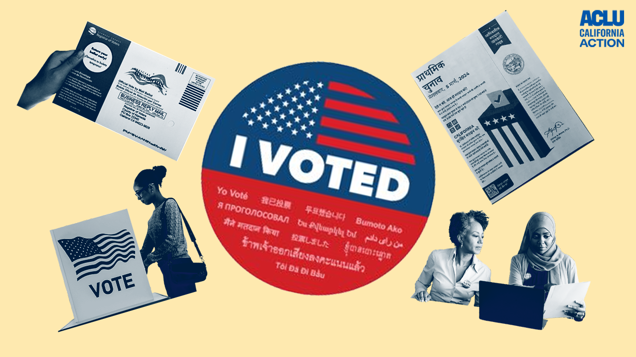 Imagery showing various ways to vote and the support people need to vote