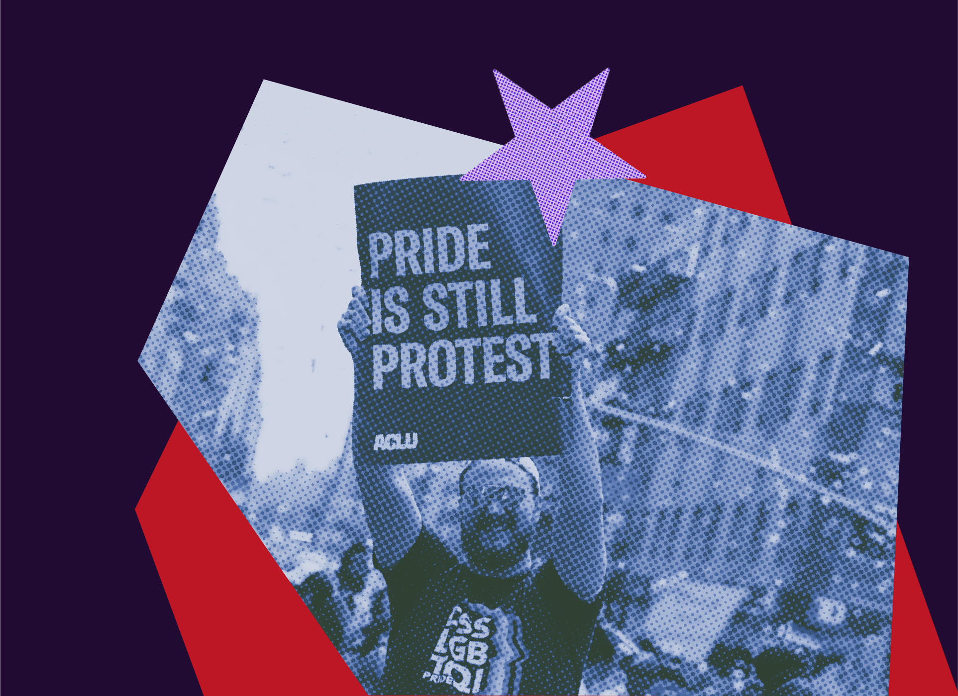 Protestor holding pride sign at demonstration