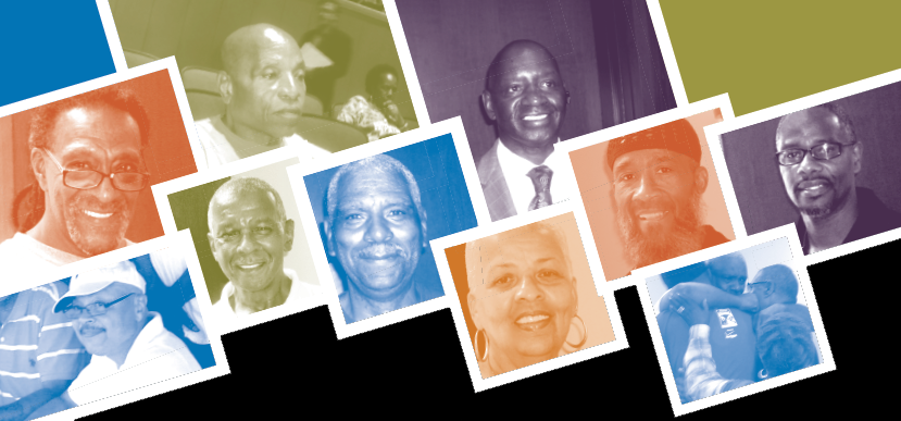 Image from the cover of the Still Blocking the Exit report by ACLU of Maryland. Images of Black people with blue, green, orange, and purple color overlays over their pictures.