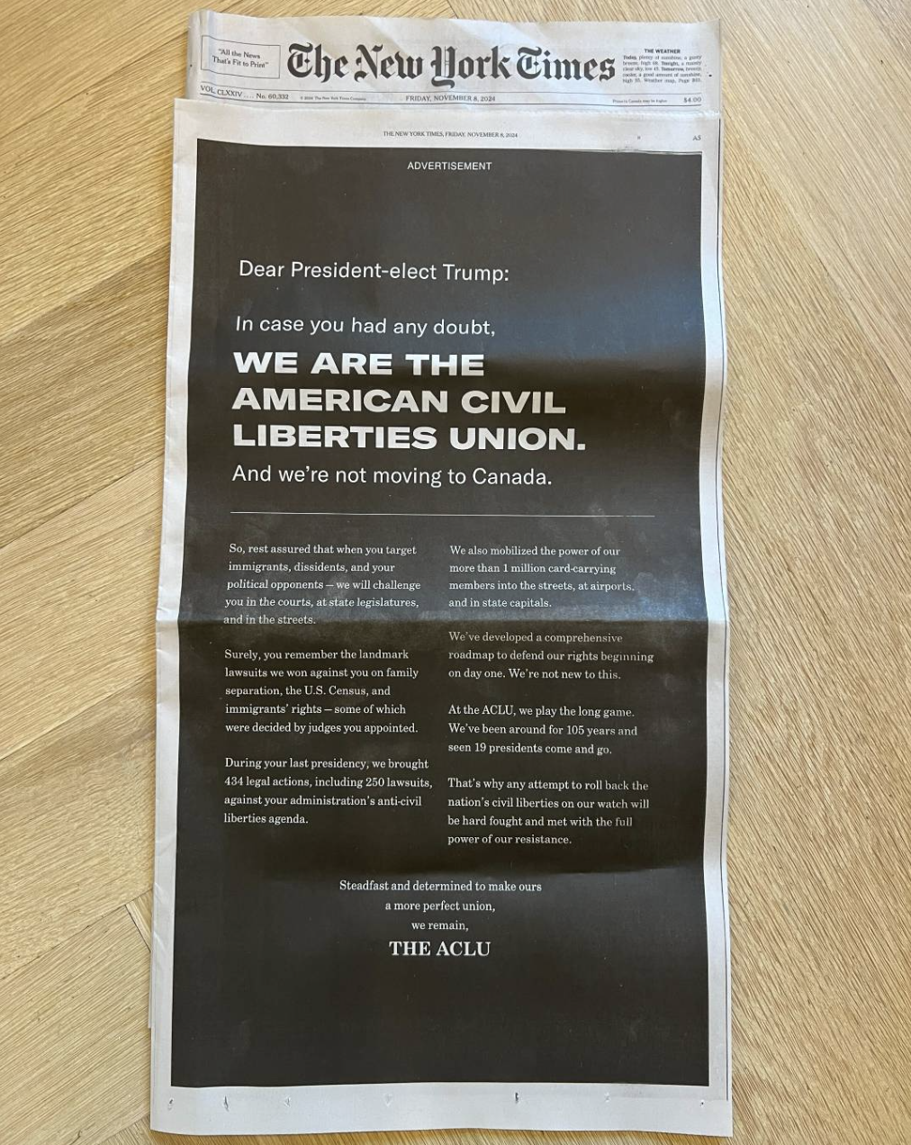 New York Times ad